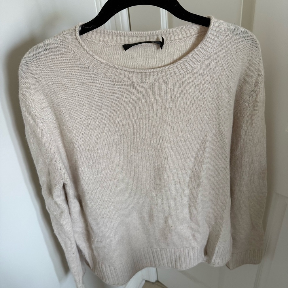 Jenni Kayne Oatmeal Beige Everyday Sweater Wool Cashmere Knit XS